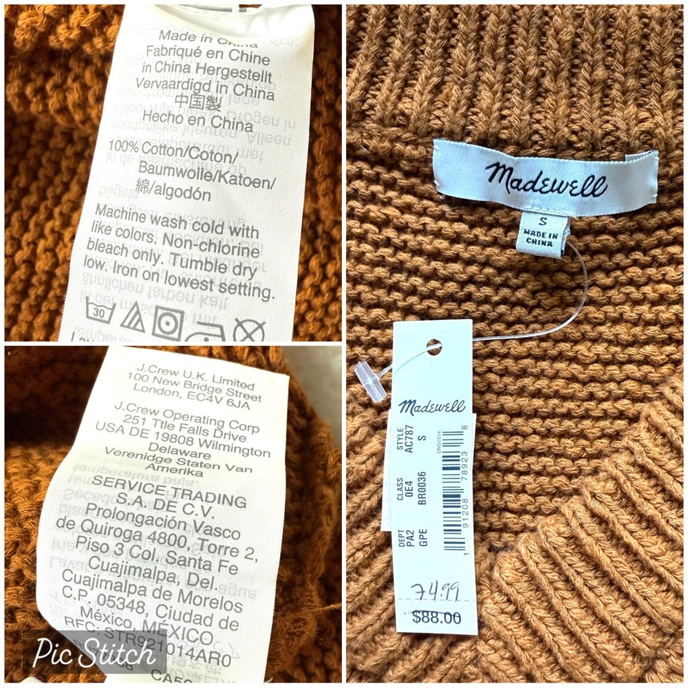 NWT Madewell Small Hemlock V-Neck Pullover Sweater in Golden Pecan - Picture 9 of 9